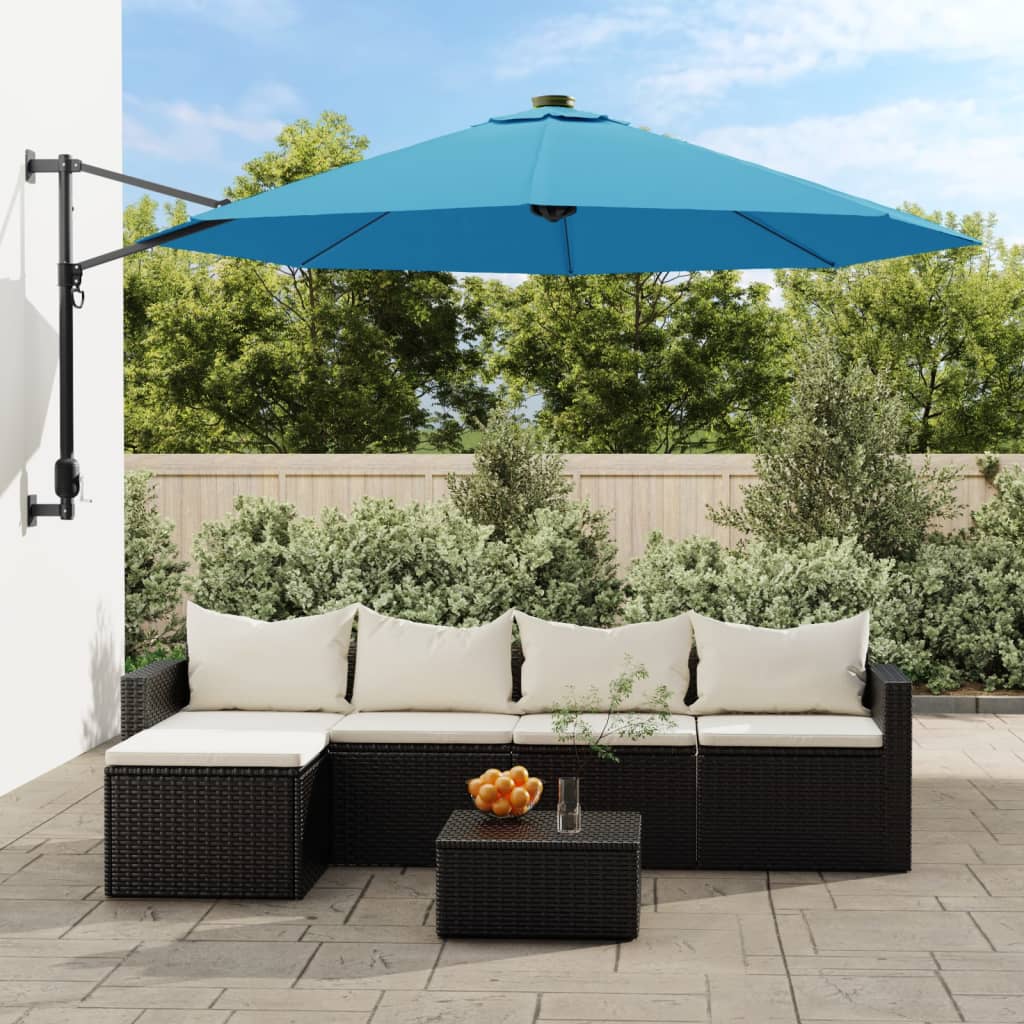 vidaXL Wall-mounted Parasol Sea Blue 290 cm