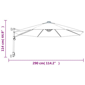 vidaXL Wall-mounted Parasol Bright Red 290 cm