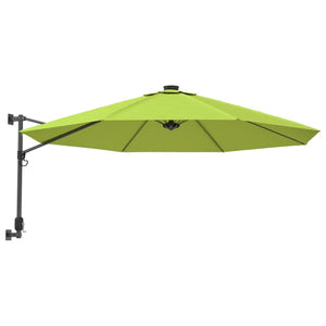 vidaXL Wall-mounted Parasol with LEDs Apple Green 290cm