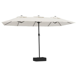 vidaXL Double-Head Parasol with LEDs Sand White 449x245 cm