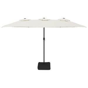 vidaXL Double-Head Parasol with LEDs Sand White 449x245 cm