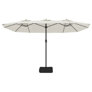 vidaXL Double-Head Parasol with LEDs Sand White 449x245 cm