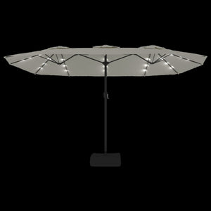 vidaXL Double-Head Parasol with LEDs Sand White 449x245 cm