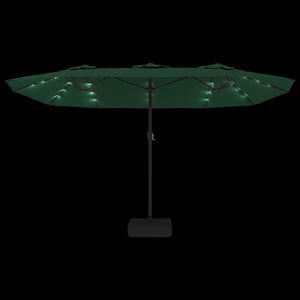 vidaXL Double-Head Parasol with LEDs Green 449x245 cm