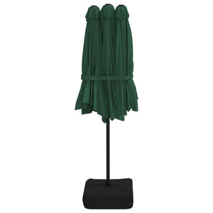 vidaXL Double-Head Parasol with LEDs Green 449x245 cm