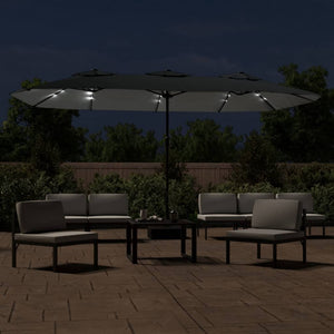 vidaXL Double-Head Parasol with LEDs Anthracite 449x245 cm