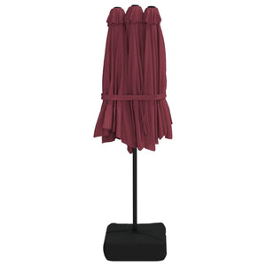 vidaXL Double-Head Parasol with LEDs Bordeaux Red 449x245 cm