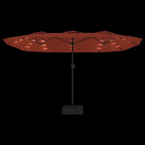 vidaXL Double-Head Parasol with LEDs Terracotta 449x245 cm