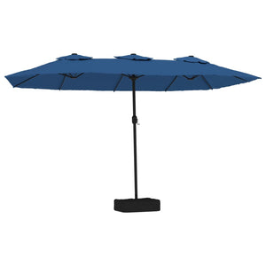 vidaXL Double-Head Parasol with LEDs Azure Blue 449x245 cm