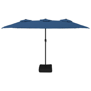 vidaXL Double-Head Parasol with LEDs Azure Blue 449x245 cm