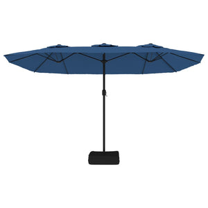 vidaXL Double-Head Parasol with LEDs Azure Blue 449x245 cm