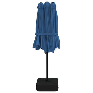 vidaXL Double-Head Parasol with LEDs Azure Blue 449x245 cm