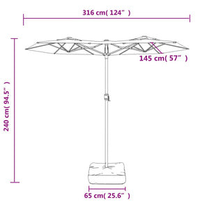 vidaXL Double-Head Parasol Sand White 316x240 cm