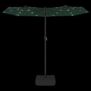 vidaXL Double-Head Parasol with LEDs Green 316x240 cm