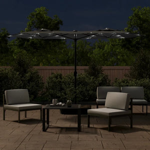 vidaXL Double-Head Parasol with LEDs Anthracite 316x240 cm