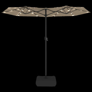 vidaXL Double-Head Parasol with LEDs Taupe 316x240 cm