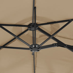 vidaXL Double-Head Parasol with LEDs Taupe 316x240 cm