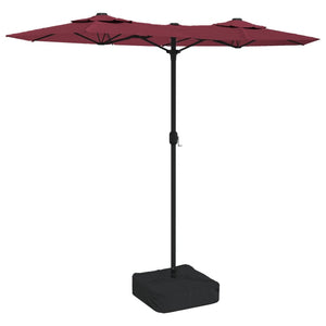 vidaXL Double-Head Garden Parasol with LEDs Bordeaux Red 316x240 cm