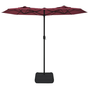 vidaXL Double-Head Garden Parasol with LEDs Bordeaux Red 316x240 cm