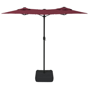 vidaXL Double-Head Garden Parasol with LEDs Bordeaux Red 316x240 cm