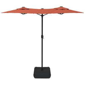 vidaXL Double-Head Parasol with LEDs Terracotta 316x240 cm