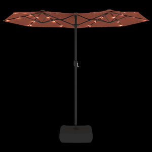 vidaXL Double-Head Parasol with LEDs Terracotta 316x240 cm