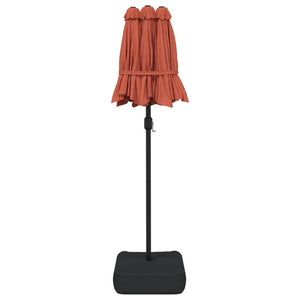 vidaXL Double-Head Parasol with LEDs Terracotta 316x240 cm