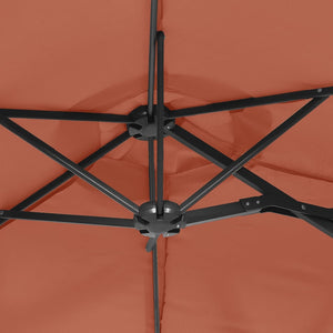 vidaXL Double-Head Parasol with LEDs Terracotta 316x240 cm