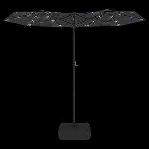 vidaXL Double-Head Parasol with LEDs Black 316x240 cm