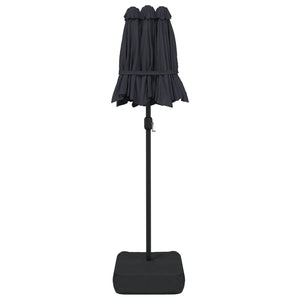 vidaXL Double-Head Parasol with LEDs Black 316x240 cm