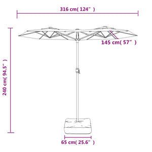 vidaXL Double-Head Parasol with LEDs Black 316x240 cm