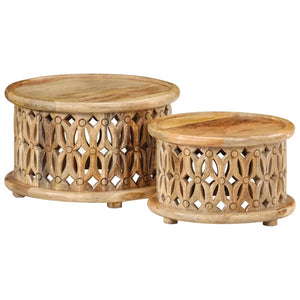 vidaXL 2 Piece Coffee Table Set Solid Wood Mango