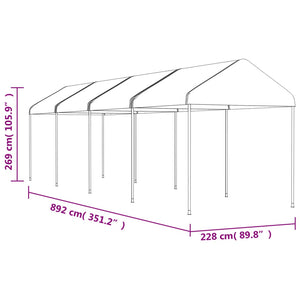 vidaXL Gazebo with Roof White 8.92x2.28x2.69 m Polyethylene