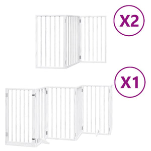 vidaXL Dog Gate with Door Foldable 12 Panels White 600 cm Poplar Wood