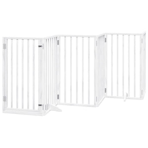 vidaXL Dog Gate with Door Foldable 12 Panels White 600 cm Poplar Wood