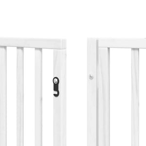 vidaXL Dog Gate with Door Foldable 12 Panels White 600 cm Poplar Wood