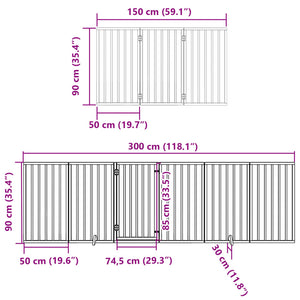 vidaXL Dog Gate with Door Foldable 12 Panels White 600 cm Poplar Wood