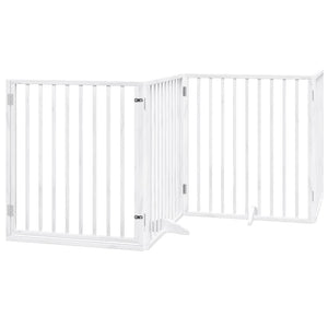 vidaXL Dog Gate with Door Foldable 10 Panels White 800 cm Poplar Wood