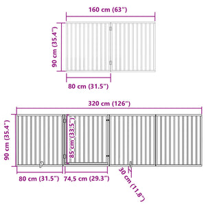 vidaXL Dog Gate with Door Foldable 10 Panels White 800 cm Poplar Wood