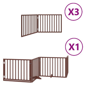 vidaXL Dog Gate with Door Foldable 10 Panels Brown 800 cm Poplar Wood