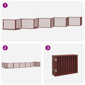 vidaXL Dog Gate with Door Foldable 10 Panels Brown 800 cm Poplar Wood