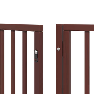 vidaXL Dog Gate with Door Foldable 8 Panels Brown 640 cm Poplar Wood