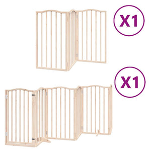 vidaXL Dog Gate with Door Foldable 9 Panels 450 cm Poplar Wood