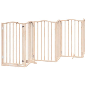 vidaXL Dog Gate with Door Foldable 9 Panels 450 cm Poplar Wood