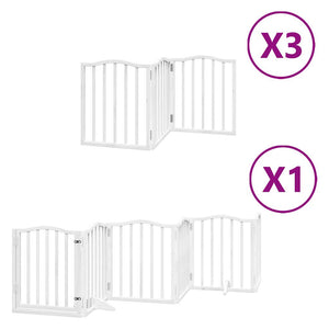 vidaXL Dog Gate with Door Foldable 15 Panels White 750 cm Poplar Wood