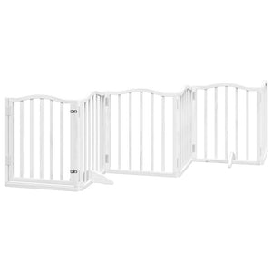 vidaXL Dog Gate with Door Foldable 15 Panels White 750 cm Poplar Wood