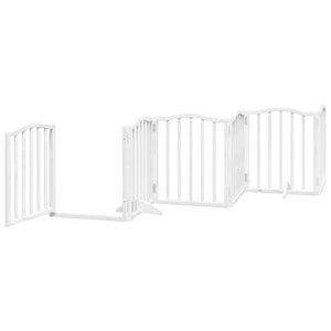 vidaXL Dog Gate with Door Foldable 15 Panels White 750 cm Poplar Wood