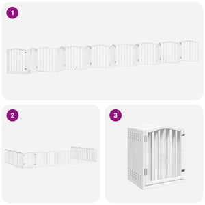 vidaXL Dog Gate with Door Foldable 15 Panels White 750 cm Poplar Wood