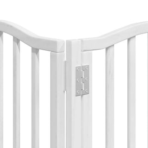 vidaXL Dog Gate with Door Foldable 15 Panels White 750 cm Poplar Wood