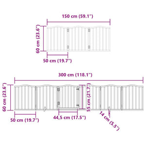 vidaXL Dog Gate with Door Foldable 15 Panels White 750 cm Poplar Wood